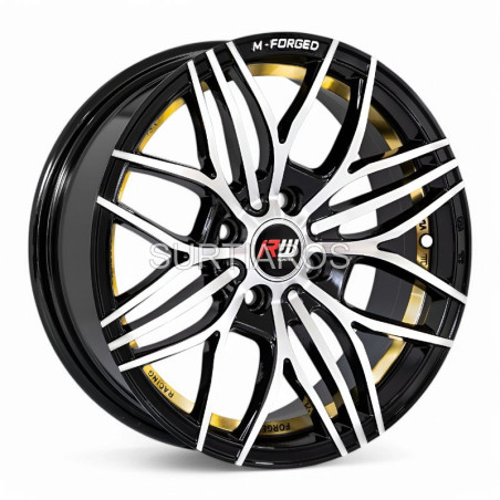 Aro 15x7" 4x100 ET30 CB73.1 Negro Maquinado con Detalle Dorado