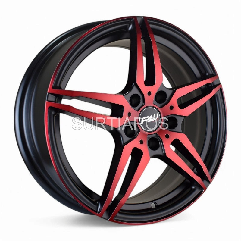 Aro 17x7" 5x114.3 ET32 CB73.1 Negro Mate Maquinado Rojo
