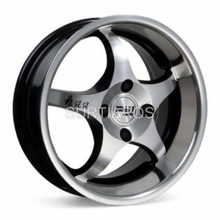 Aro 16x7" 4x114.3 ET25 CB73.1 Negro Maquinado con Labio Pulido