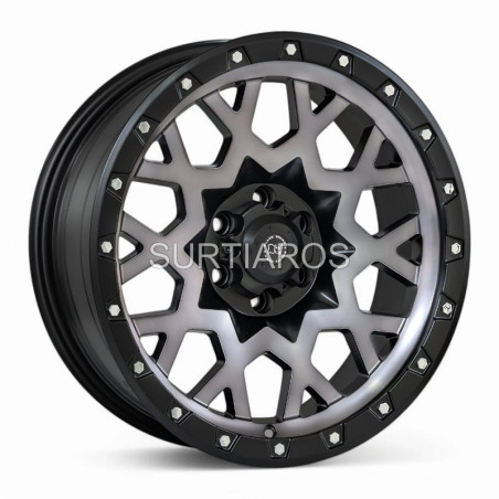 Aro 17x9" 6x114.3 ET0 CB66.1 Negro Mate con Anillo y Maquinado