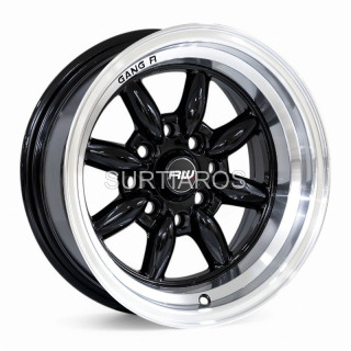 Aro 13x8" 8x100/114.3 ET-7 CB73.1 Negro Brillante con Labio Pulido