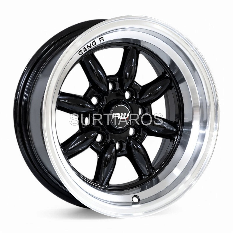 Aro 13x8" 8x100/114.3 ET-7 CB73.1 Negro Brillante con Labio Pulido