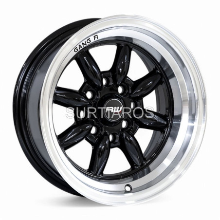 Aro 13x8" 8x100/114.3 ET-7 CB73.1 Negro Brillante con Labio Pulido
