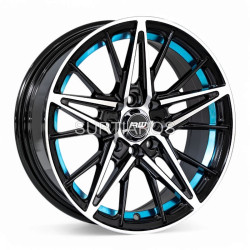 Aro 15x7" 8x100/108 ET20 CB73.1 Negro Maquinado con Detalle Azul