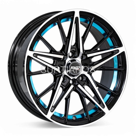 Aro 15x7" 8x100/108 ET20 CB73.1 Negro Maquinado con Detalle Azul