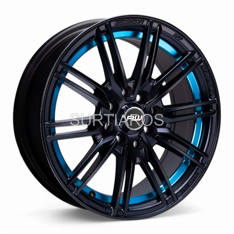 Aro 15x7" 8x100/114.3 ET35 CB73.1 Negro Mate con Detalle Azul