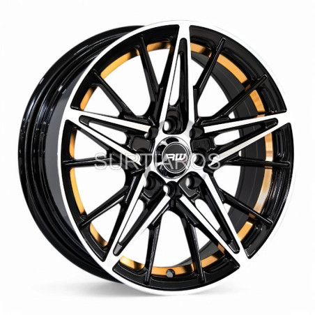 Aro 15x7" 8x100/108 ET20 CB73.1 Negro Maquinado con Detalle Naranja