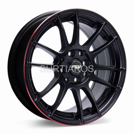 Aro 15x7" 8x100/114.3 ET35 CB73.1 Negro Mate con Línea Roja