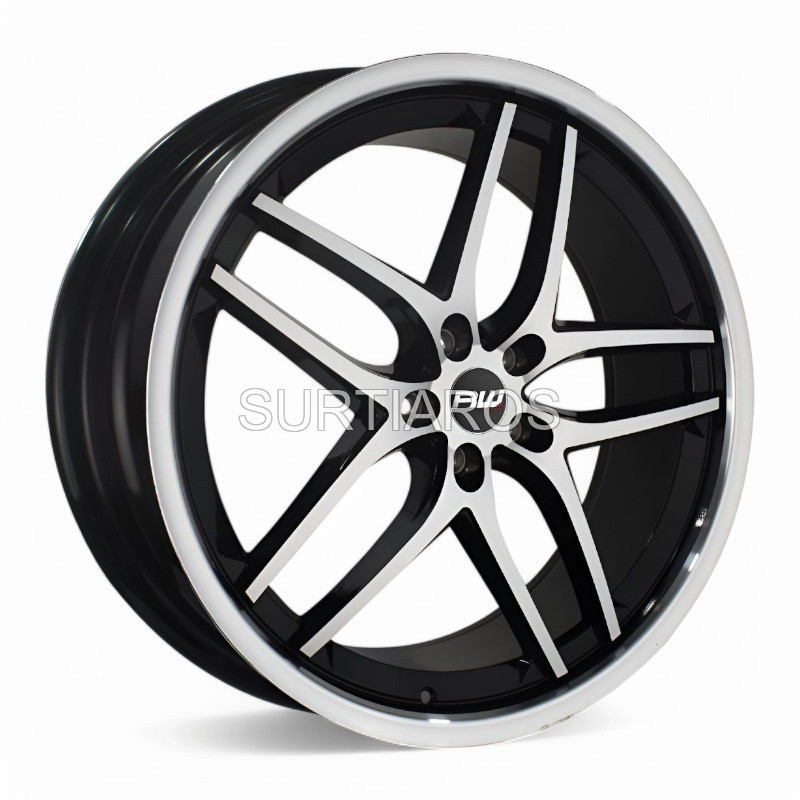 Aro 22x9" 5x114.3 ET35 CB73.1 Negro Maquinado con Labio Pulido
