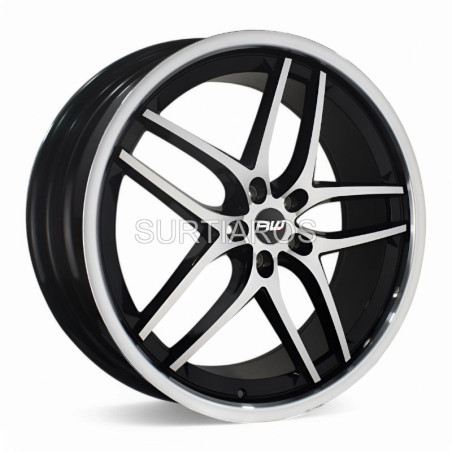 Aro 22x9" 5x114.3 ET35 CB73.1 Negro Maquinado con Labio Pulido