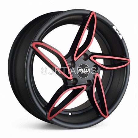 Aro 17x7" 5x114.3 ET25 CB73.1 Negro Mate con Rojo Maquinado