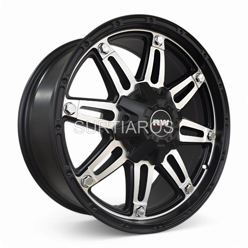 Aro 17x8" 12x135/139.7 ET0 CB110.5 Negro Mate Maquinado con Remaches