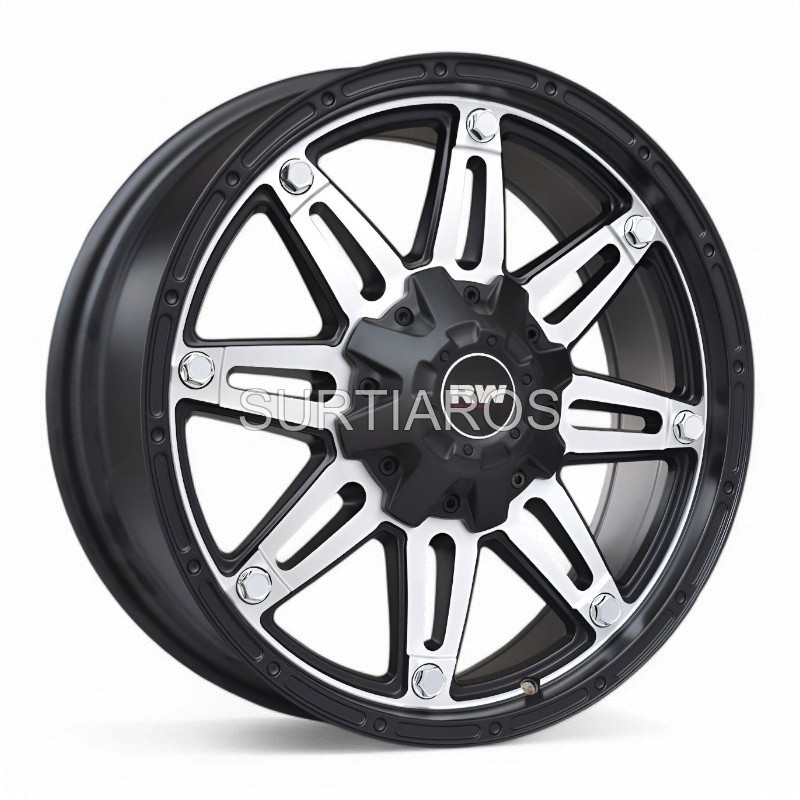Aro 18x8" 10x114.3/120 ET0 CB73.1 Negro Mate Maquinado con Remaches