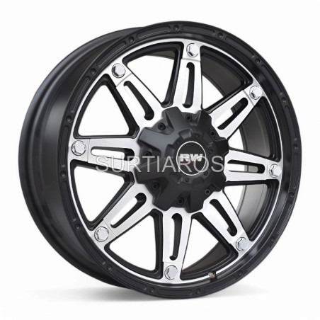 Aro 18x8" 10x114.3/120 ET0 CB73.1 Negro Mate Maquinado con Remaches
