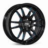Aro 15x6.5" 8x100/114.3 ET38 CB73.1 Negro con Fresado Azul