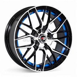 Aro 15x7" 4x100 ET35 CB73.1 Negro Maquinado con Detalle Azul