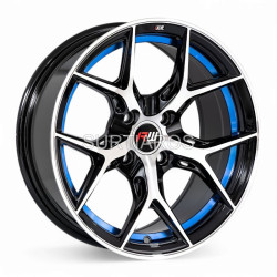 Aro 15x7.5" 4x100 ET25 CB73.1 Negro Maquinado con Detalle Azul