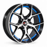 Aro 15x7.5" 4x100 ET25 CB73.1 Negro Maquinado con Detalle Azul