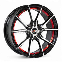 Aro 17x7.5" 8x100/114.3 ET40 CB73.1 Negro Maquinado con Detalle Rojo