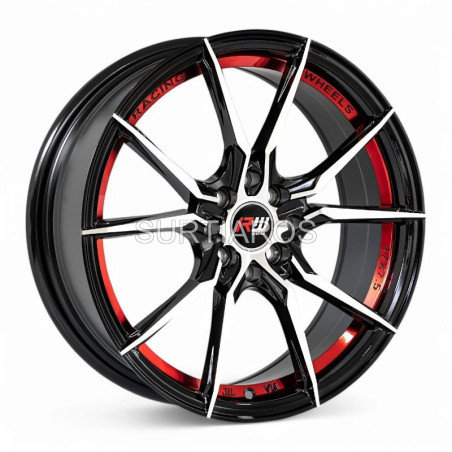 Aro 17x7.5" 8x100/114.3 ET40 CB73.1 Negro Maquinado con Detalle Rojo