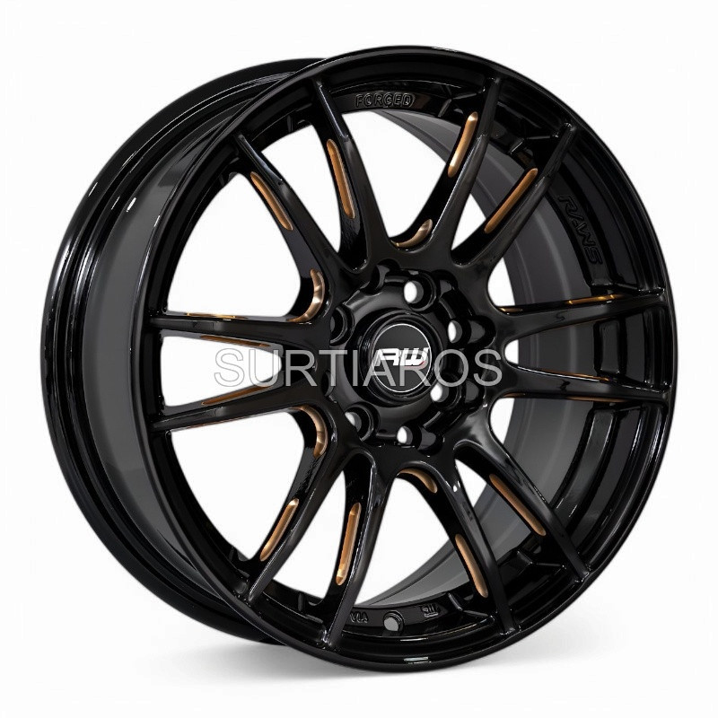 Aro 15x6.5" 8x100/114.3 ET38 CB73.1 Negro con Fresado Dorado