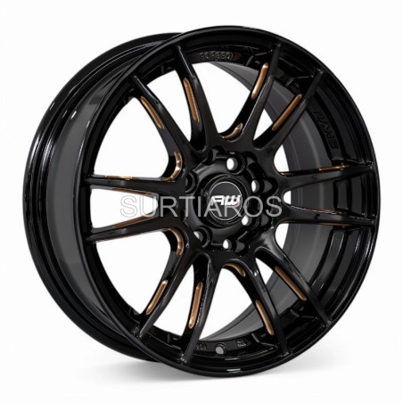Aro 15x6.5" 8x100/114.3 ET38 CB73.1 Negro con Fresado Dorado