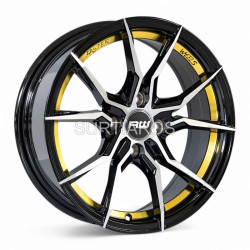 Aro 15x7" 4x100 ET35 CB73.1 Negro Maquinado con Detalle Dorado