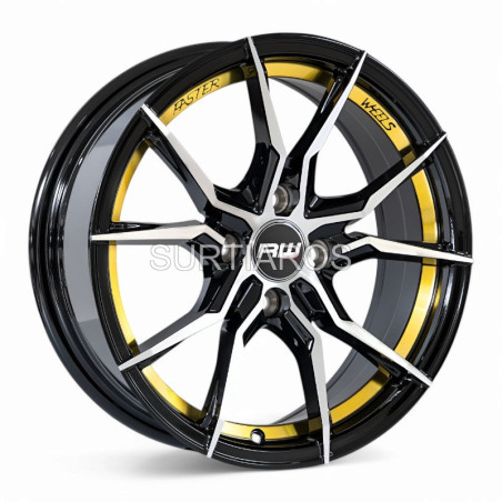 Aro 15x7" 4x100 ET35 CB73.1 Negro Maquinado con Detalle Dorado