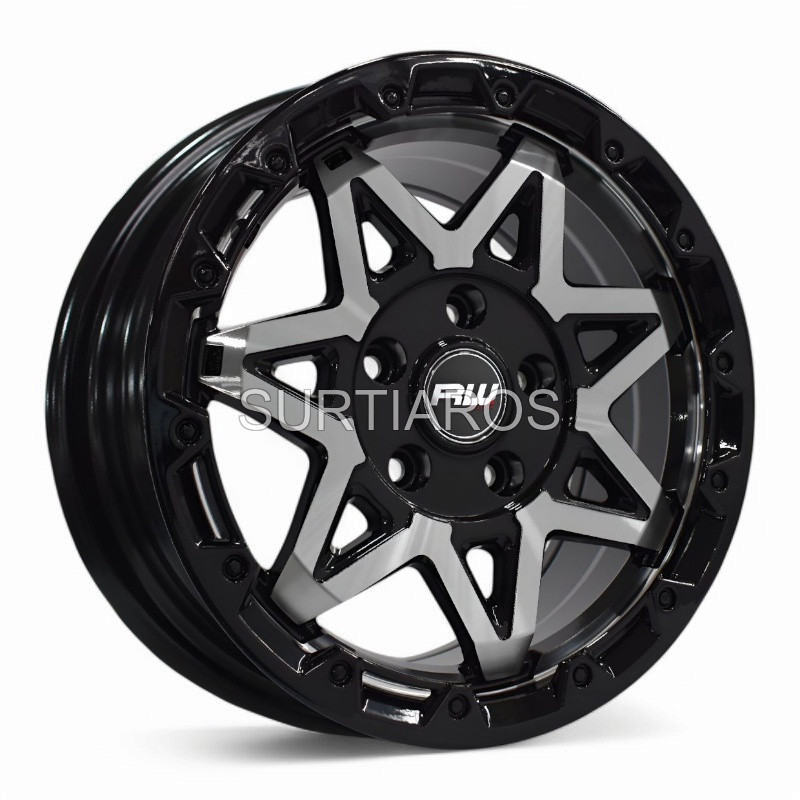 Aro 15x8" 5x114.3 ET35 CB73.1 Negro Maquinado con Remaches