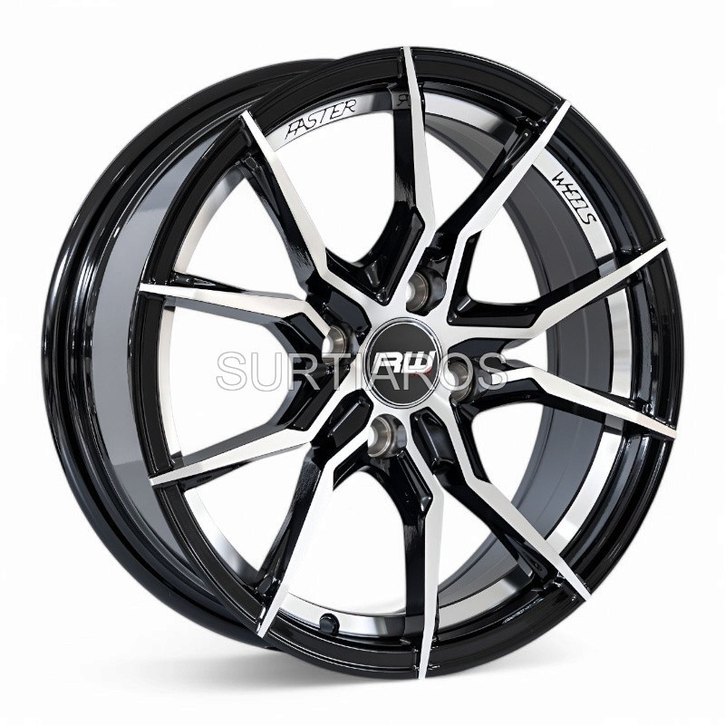 Aro 15x7" 4x100 ET35 CB73.1 Negro Maquinado con Detalle Pulido