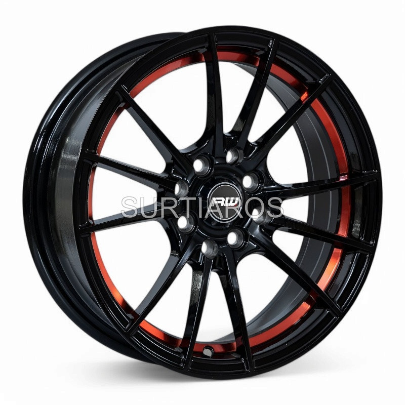 Aro 15x7" 8x100/114.3 ET35 CB73.1 Negro con Detalle Rojo