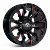 Aro 16x8.5" 6x139.7 ET0 CB110.1 Negro Fresado con Detalle Rojo