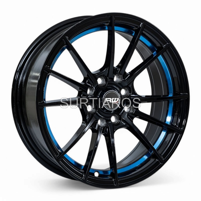 Aro 15x7" 8x100/114.3 ET35 CB73.1 Negro con Detalle Azul