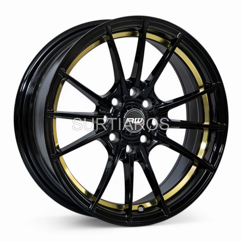 Aro 15x7" 8x100/114.3 ET35 CB73.1 Negro con Detalle Dorado