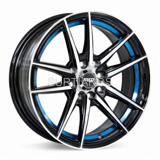 Aro 15x7" 8x100/114.3 ET35 CB73.1 Negro Maquinado con Detalle Azul