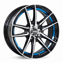Aro 15x7" 8x100/114.3 ET35 CB73.1 Negro Maquinado con Detalle Azul