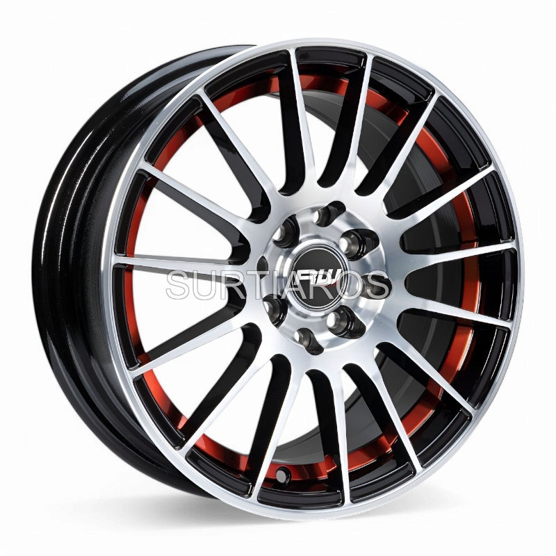 Aro 15x7" 8x100/114.3 ET35 CB73.1 Negro Maquinado con Detalle Rojo