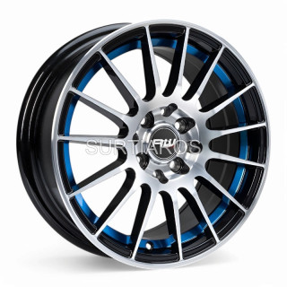 Aro 15x7" 8x100/114.3 ET35 CB73.1 Negro Maquinado con Detalle Azul