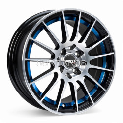 Aro 15x7" 8x100/114.3 ET35 CB73.1 Negro Maquinado con Detalle Azul