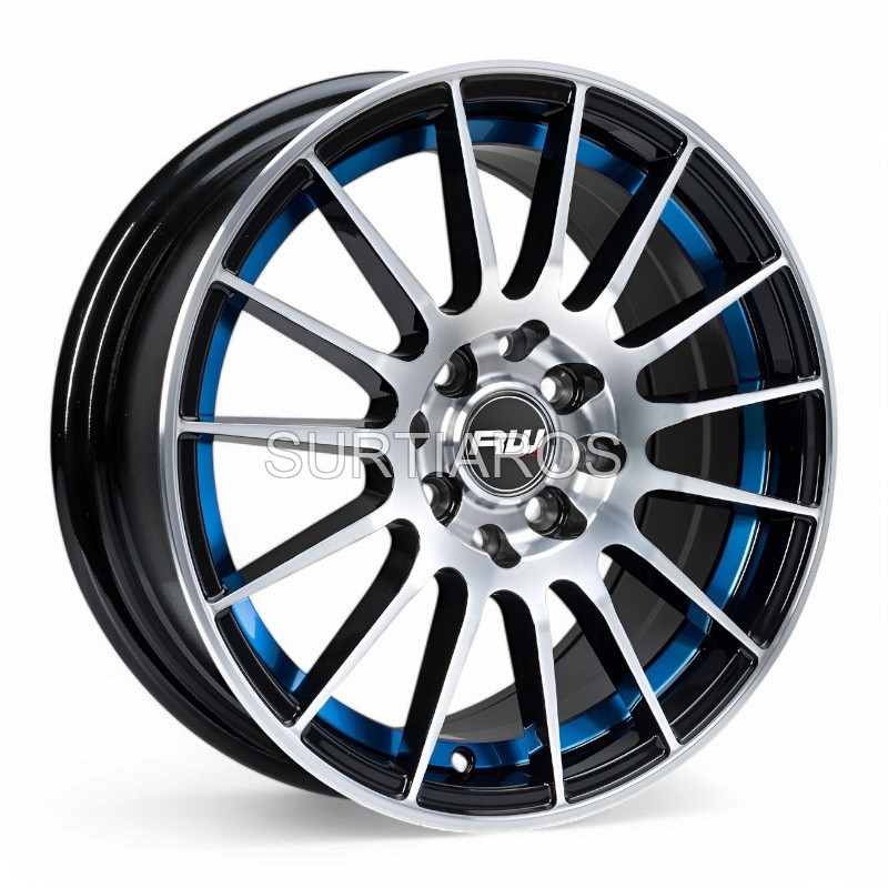Aro 15x7" 8x100/114.3 ET35 CB73.1 Negro Maquinado con Detalle Azul