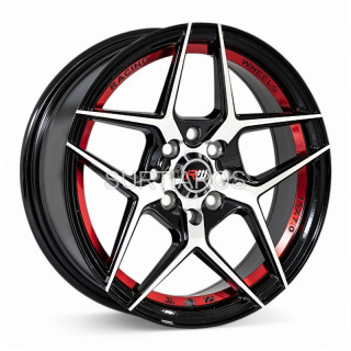 Aro 15x7" 8x100/114.3 ET35 CB73.1 Negro Maquinado con Detalle Rojo
