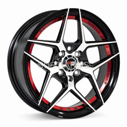Aro 15x7" 8x100/114.3 ET35 CB73.1 Negro Maquinado con Detalle Rojo